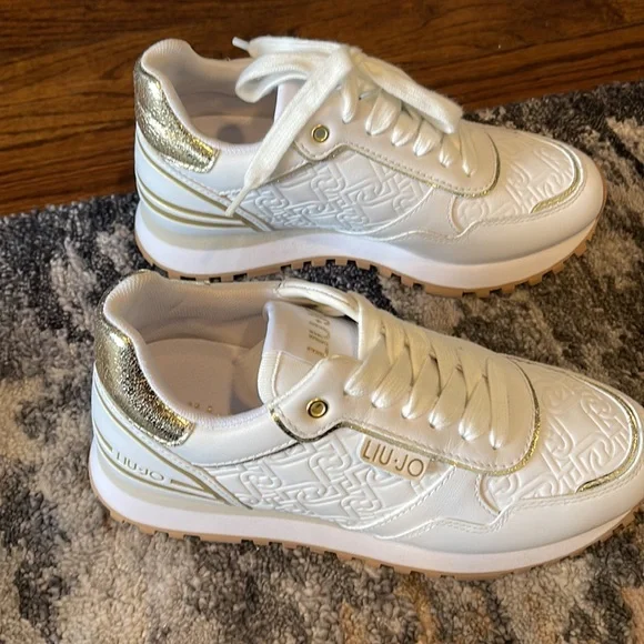 LIU Jo New Italian leather white and gold sneakers